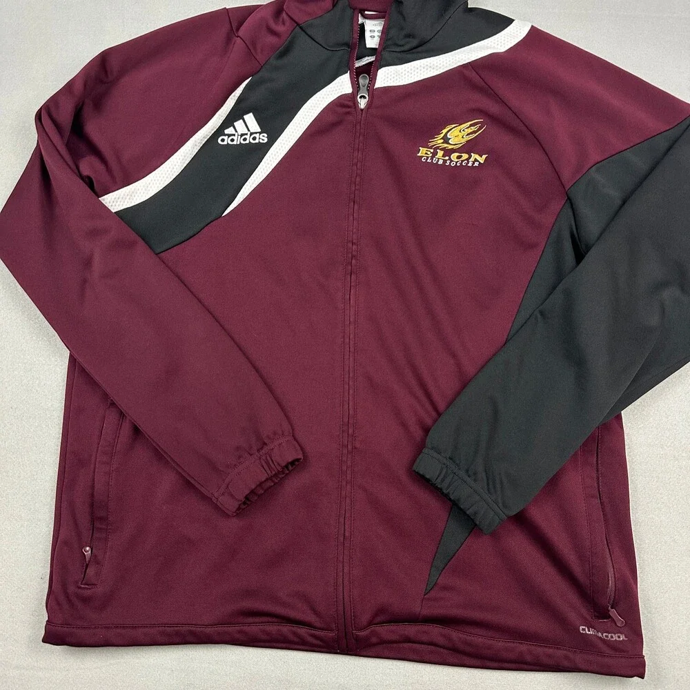 Elon Phoenix Jacket Men Medium Maroon Adidas 1/4 Zip Club Soccer Pullover NCAA M